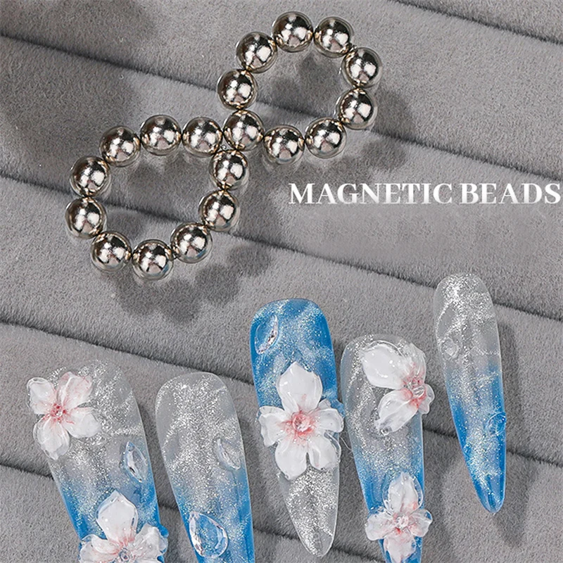 5 มม.รอบลูกปัดแม่เหล็กสําหรับเล็บระลอกน้ํา CAT EYE Magnetic GEL แม่เหล็กลูกปัด 60/40/20Pcs แม่เหล็กลูกเล็บเครื่องมือ Salon