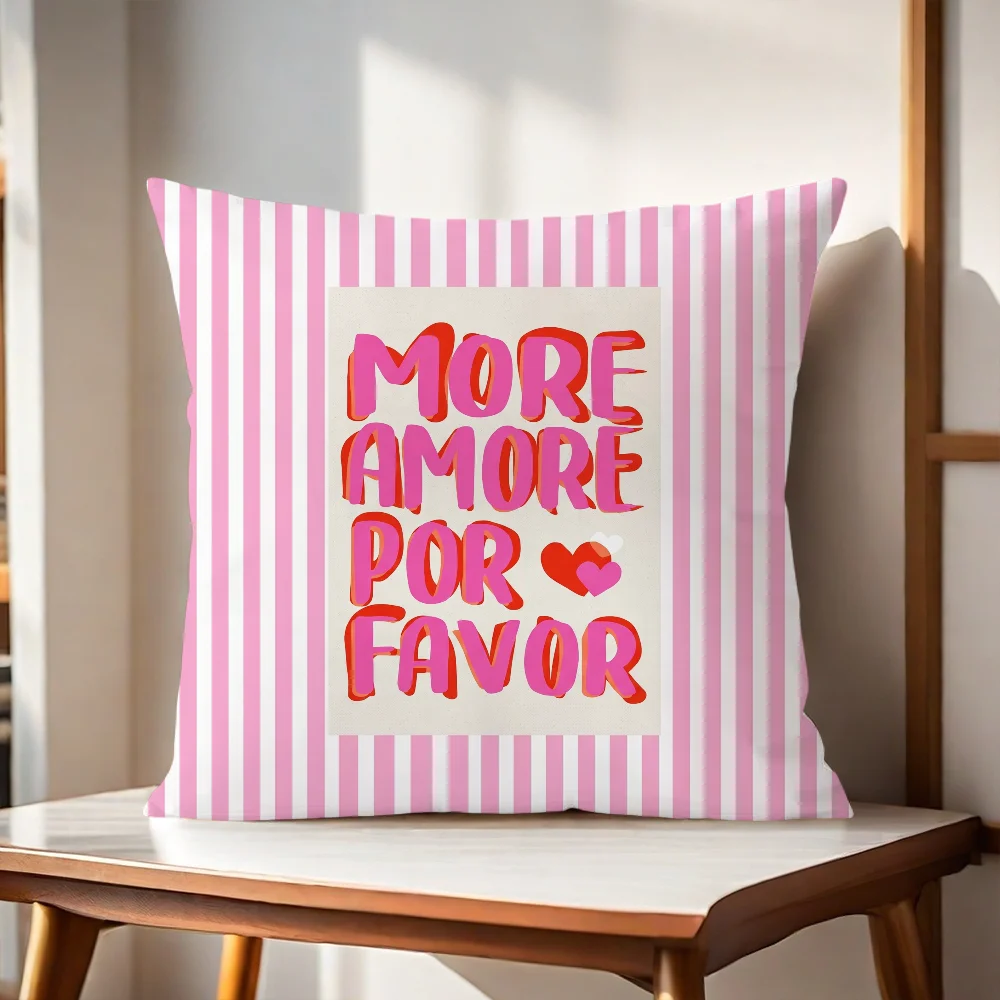 More Amor Por Favor cushion cover Pillow Cover Home Sofa living Room Office Coffee Shop Car PillowCover