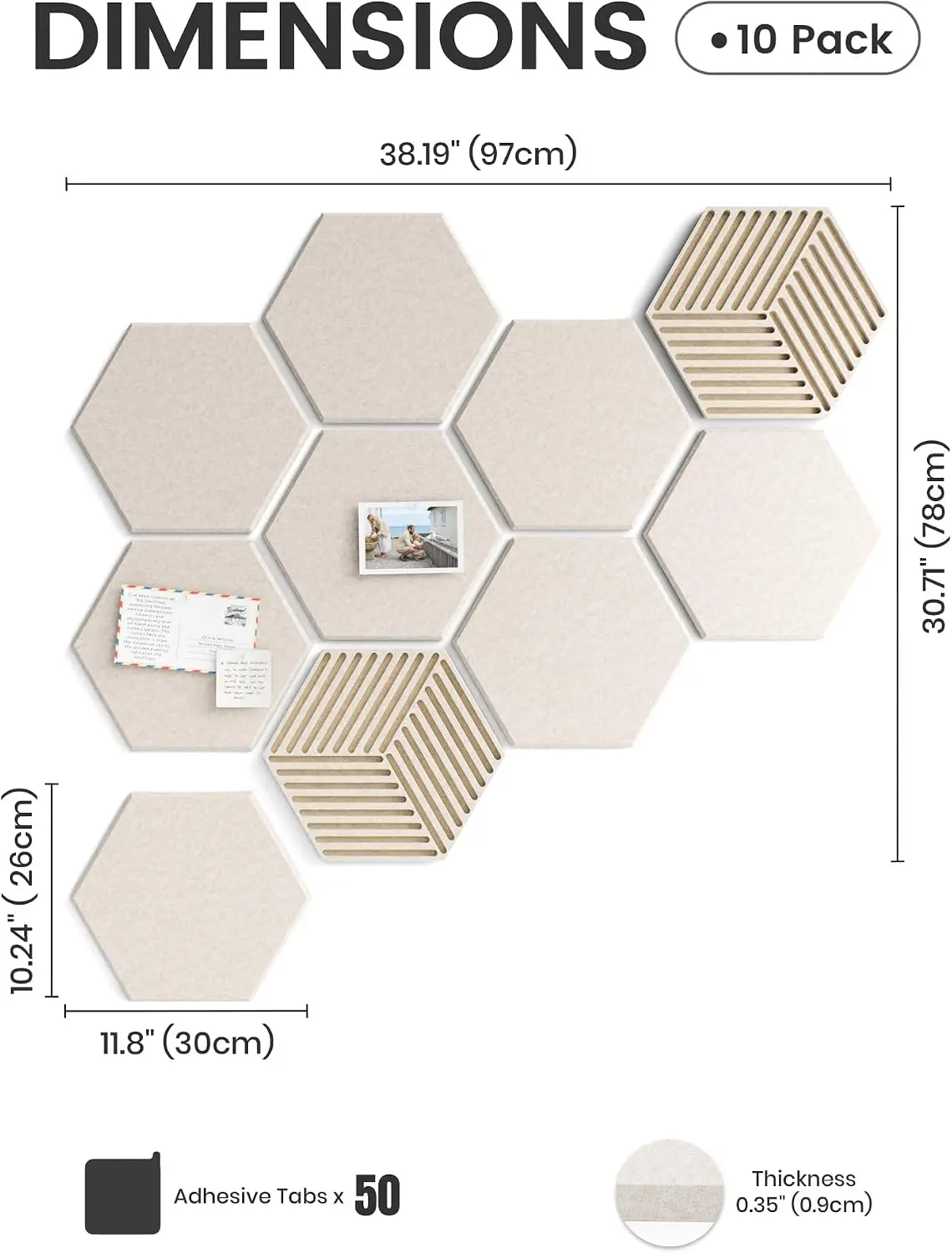 10-Pack Hexagon Cork Board Alternative