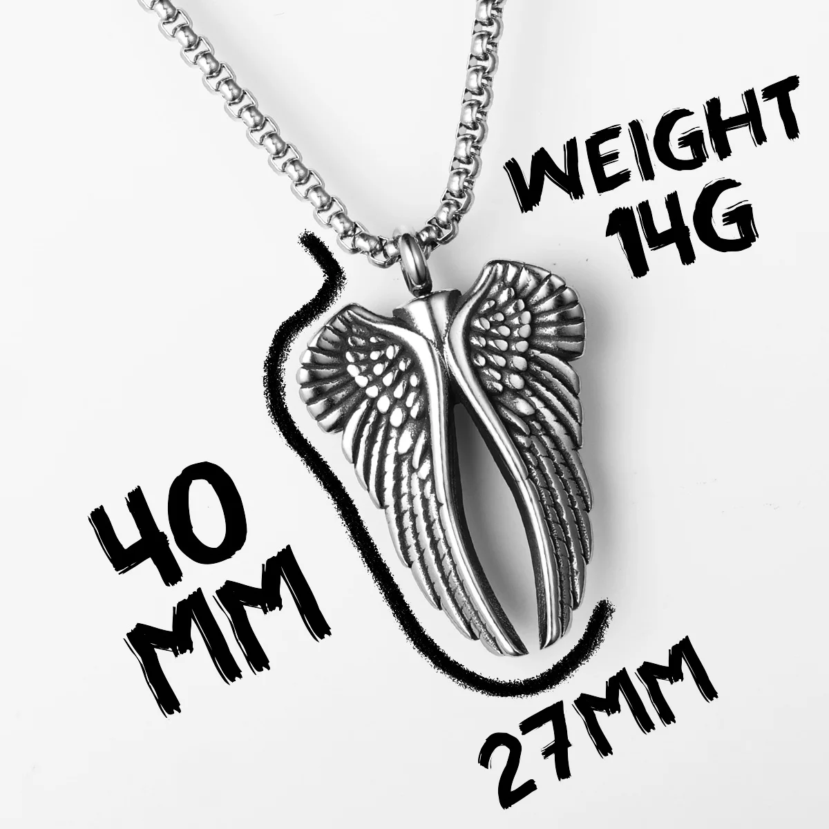 Aesthetic  Angel Wing Urn Stainless Steel Men Necklaces Pendant Chain Powerful Amulet Vintage For Women Jewelry Gifts Wholesale