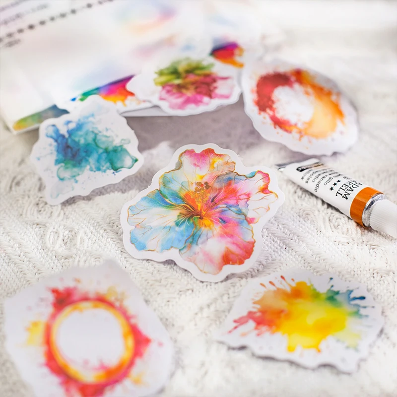 

6 упаковок/лот, серия акварельных пигментов, милые ретро декоративные бумажные маскировочные наклейки васи