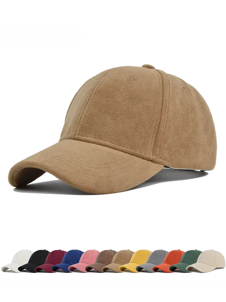 Fashion Suede Baseball Caps For Men Women Autumn Winter Solid Retro Snapback Hip Hop Hat Unisex Street Adjustable Sun Visor Caps