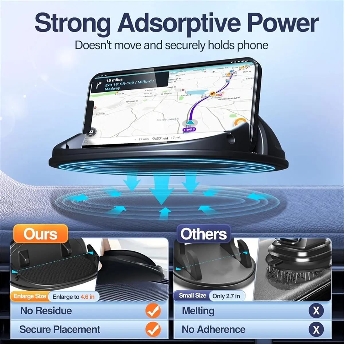 Promotion Car Phone Holder,Car Phone Mount Car Pad Mat for Various Dashboards,Slip Free Desk Phone Stand for Smartphones Devices