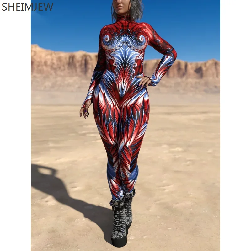 Women Men Muscle Human Desert Dazzle in Seven Colours 3D Printing Dress Up Jumpsuit Halloween Party Cosplay Costumes Outfit