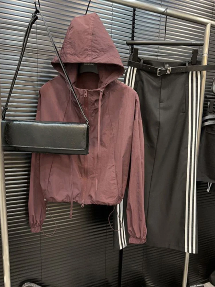 

Летняя женская свободная дышащая куртка премиум-класса с защитой от солнца, в корейском стиле, повседневная, с капюшоном, на молнии, длинная...