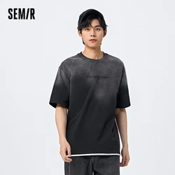 Semir 2024 New Arrival Men Short-Sleeved T-Shirt Summer New Loose Cotton Letter Embroidery Couple T-Shirt For Men