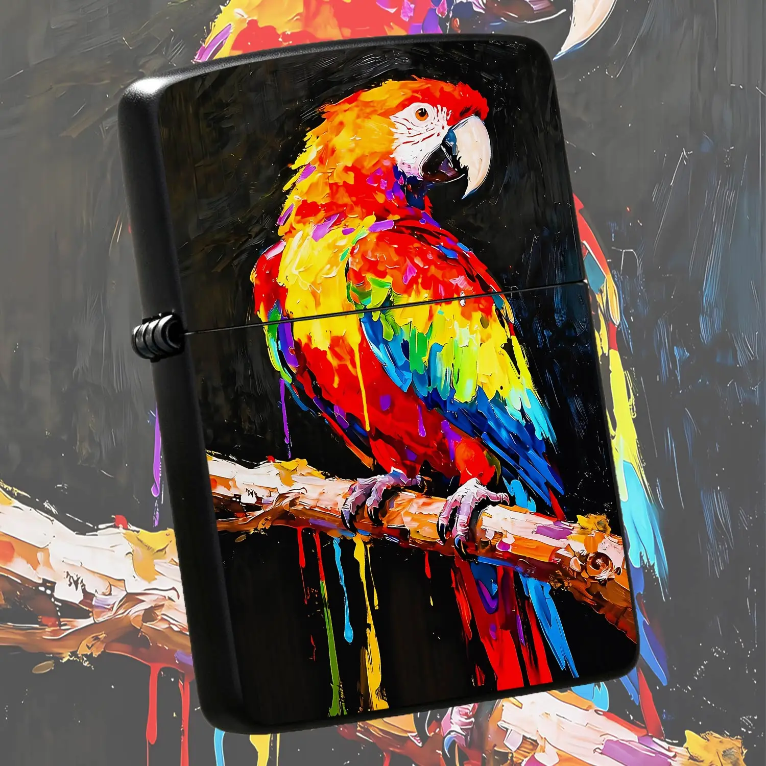 Creative Parrot Print Lighter Vibrant Thick Paint Style Artistic Pattern Portable Ignition Accessory For Camping Travel Home Use Multi-Scenario Application Unique Stylish Gift Present For Friends Family Art Lovers Daily A Humorous And Inter