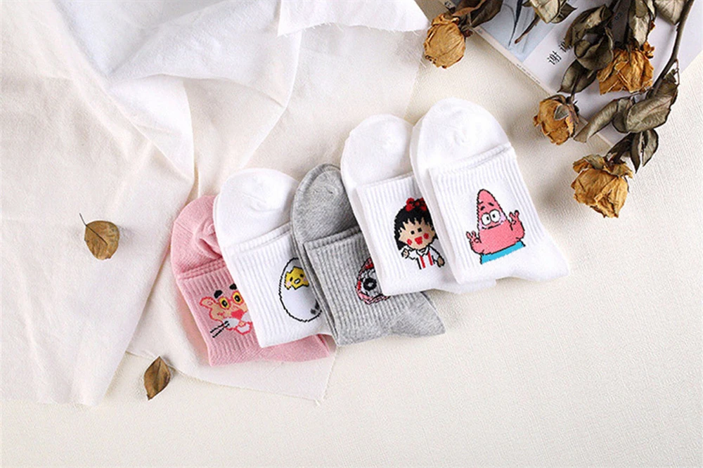 2 Paare/los CRUSH Buchstaben Zwei Streifen Lustige Cartoon Baumwollsocken für Straße Hip Hop Skateboard Sport – Detail 30