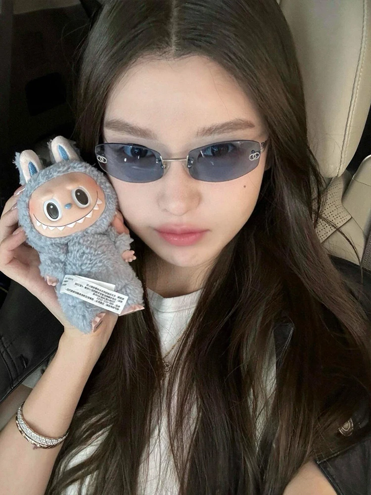 

Jennie Concert Y2K Vintage ex Blue Framel Sunglasses Faionable Polarized UV Protection Rectangular Glasses for All F...