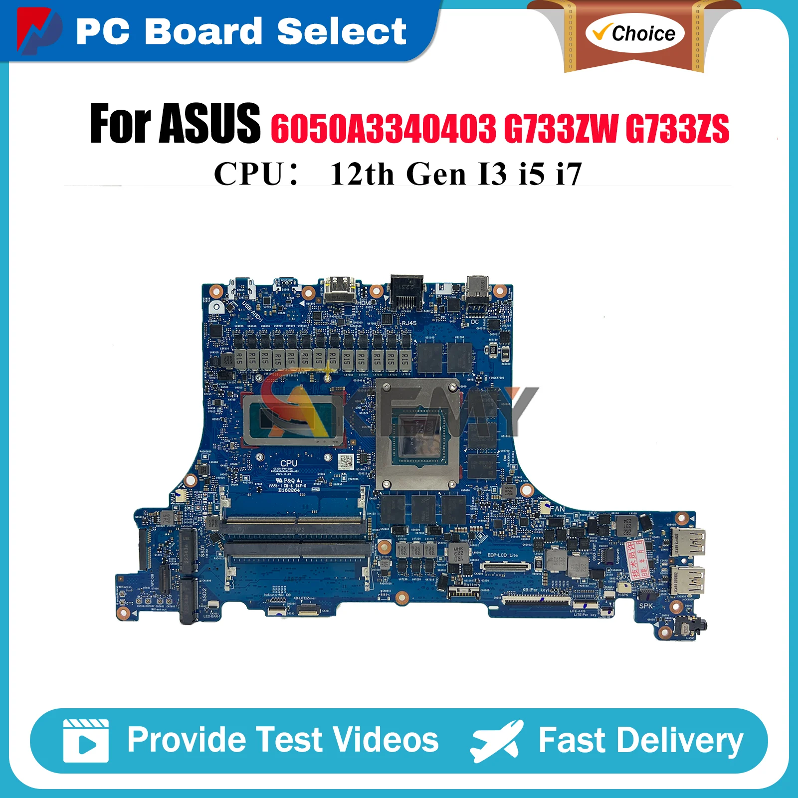 

6050A3340403 Материнская плата для ноутбука ASUS ROG Strix SCAR 17 G733ZS G733ZM G733Z G733ZW Материнская плата с 12-го поколения I3 i5 i7 tests ОК