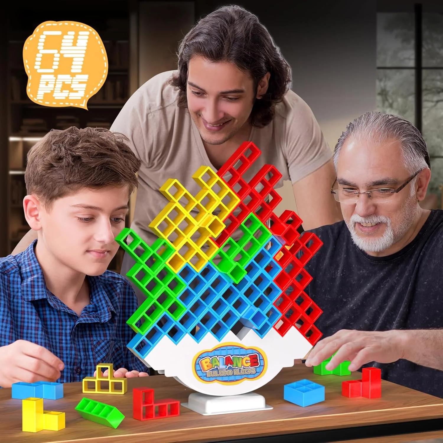 Tetra Tower Balance Stacking Blocks Game Board Games for Family Games Parties Travel Kids & Adults Team Building Blocks Toy