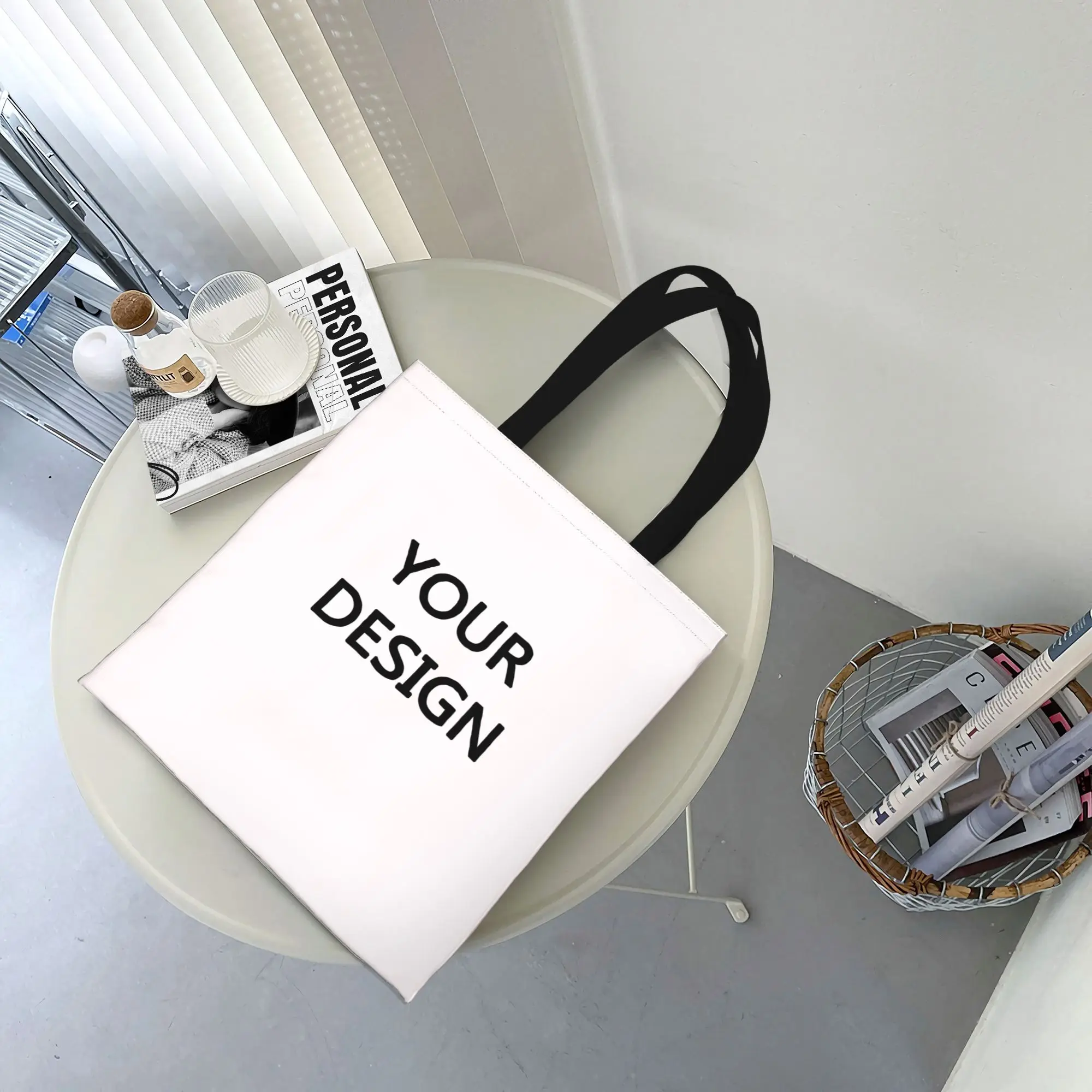 Custom Photo Tote Bag Personalized Reusable Grocery Shopping Shoulder Bag with Foldable Design Polyester Storage Pouch