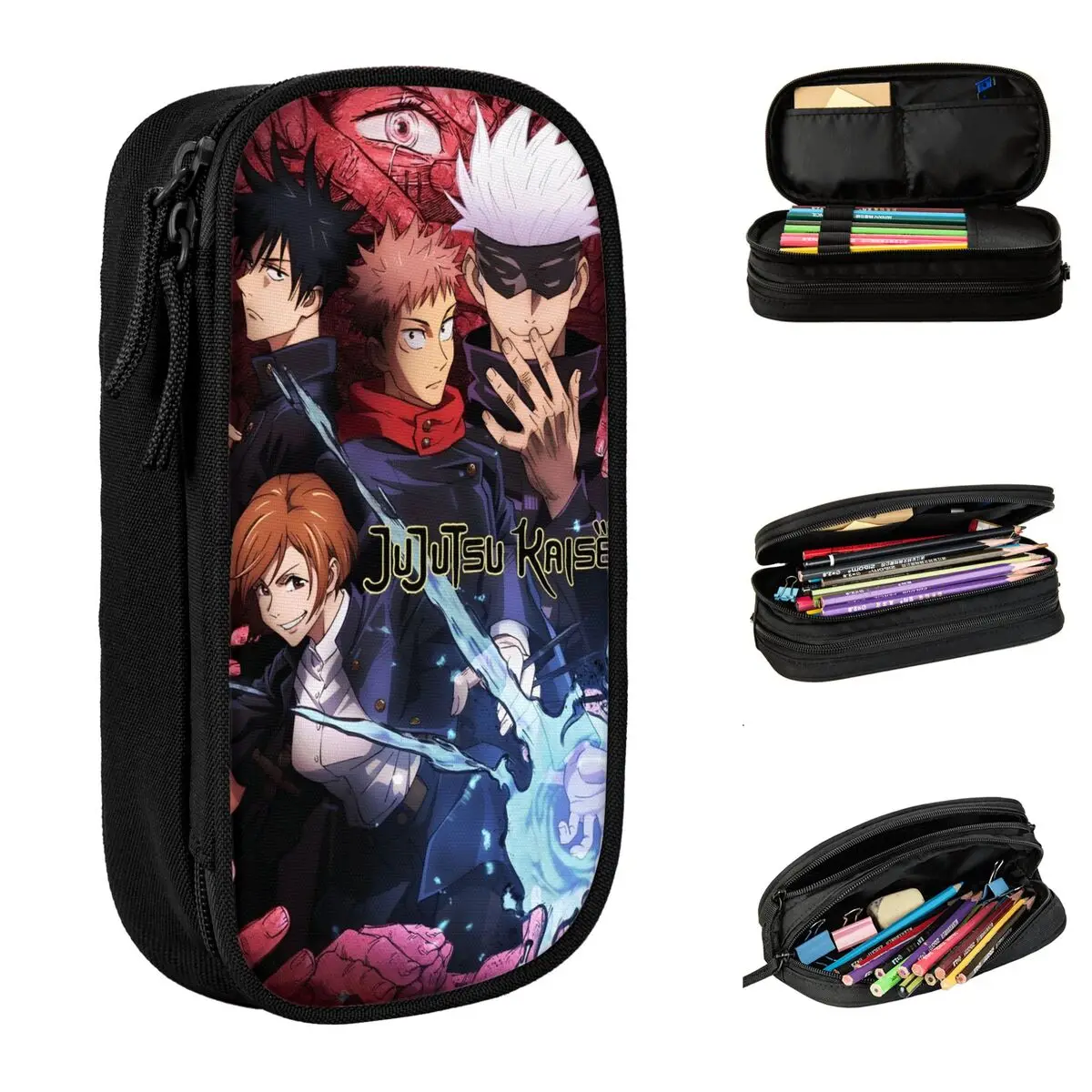 

Large Capacity Pencil Pouch Kaisened Manga Satoru Gojo School Supplies Double Layer Pencil Bag Women Make Up Bag Suprise Gift