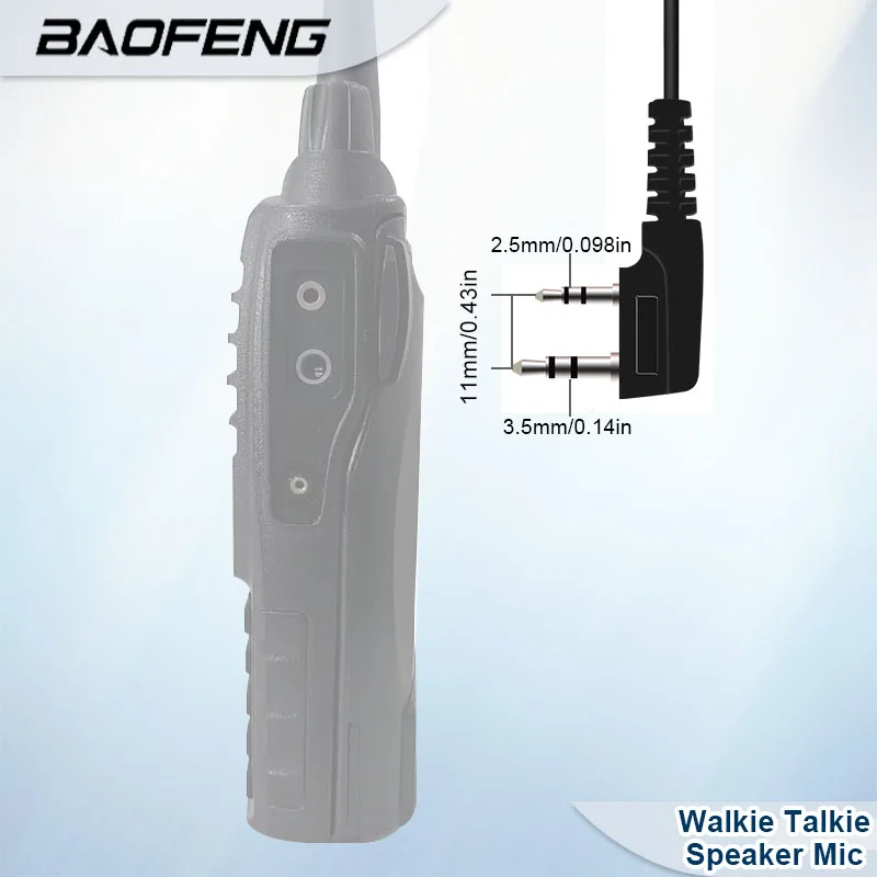 Baofeng 듀얼 PTT 방수 워키토키 스피커 라디오 마이크, Keenwood 2 핀 타입 휴대용 마이크, UV-82 UV16 888S UV-9R