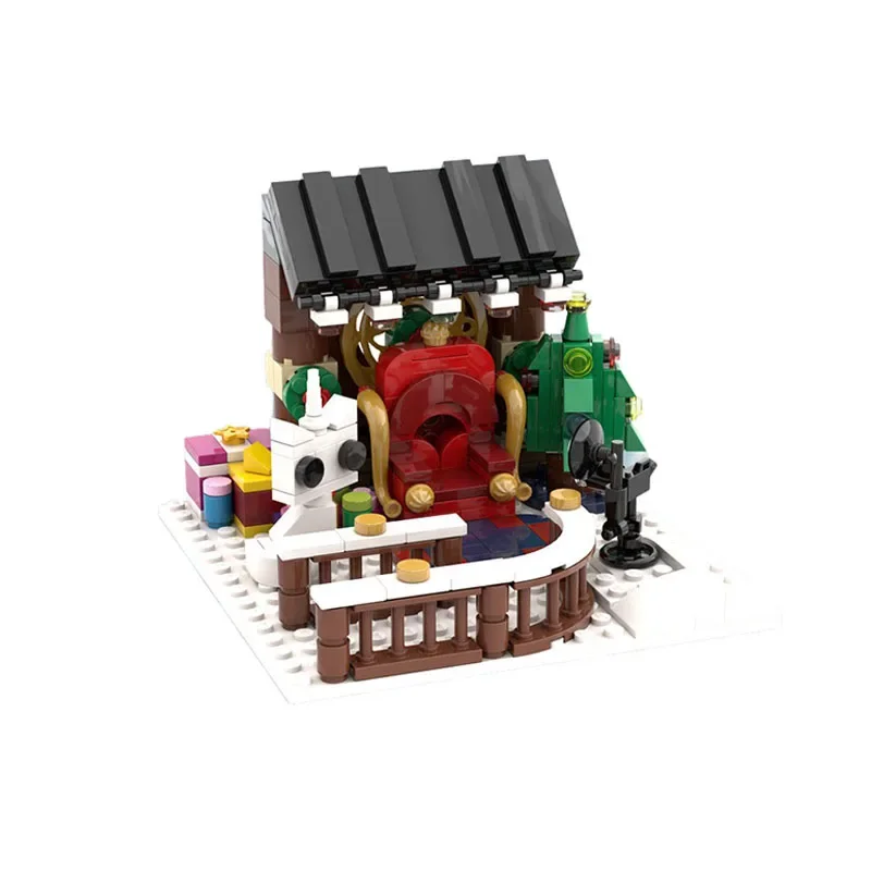 255 Pcs Winter Village Photos With Santa Scene Group Photo Interaction Custom MOC Diy Model Building Blocks Birthday Toys Gift