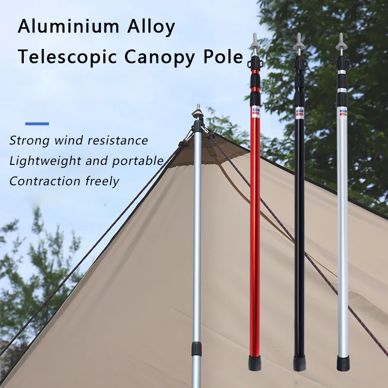 Telescopic Slide Tarp Poles 230CM Ultralight Aluminum Adjustable Tent Rods for Tent Tarp Outdoor Camping Canopy Sun Shelter