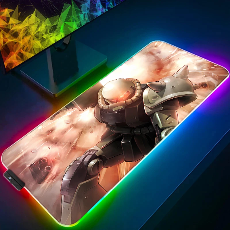 

RGB Mouse Pad Large Gamer Mobile Suit Gundam Gaming New Accessories Speed Keyboard Rubber Lock Edge Desk Mat Laptop Mousepad
