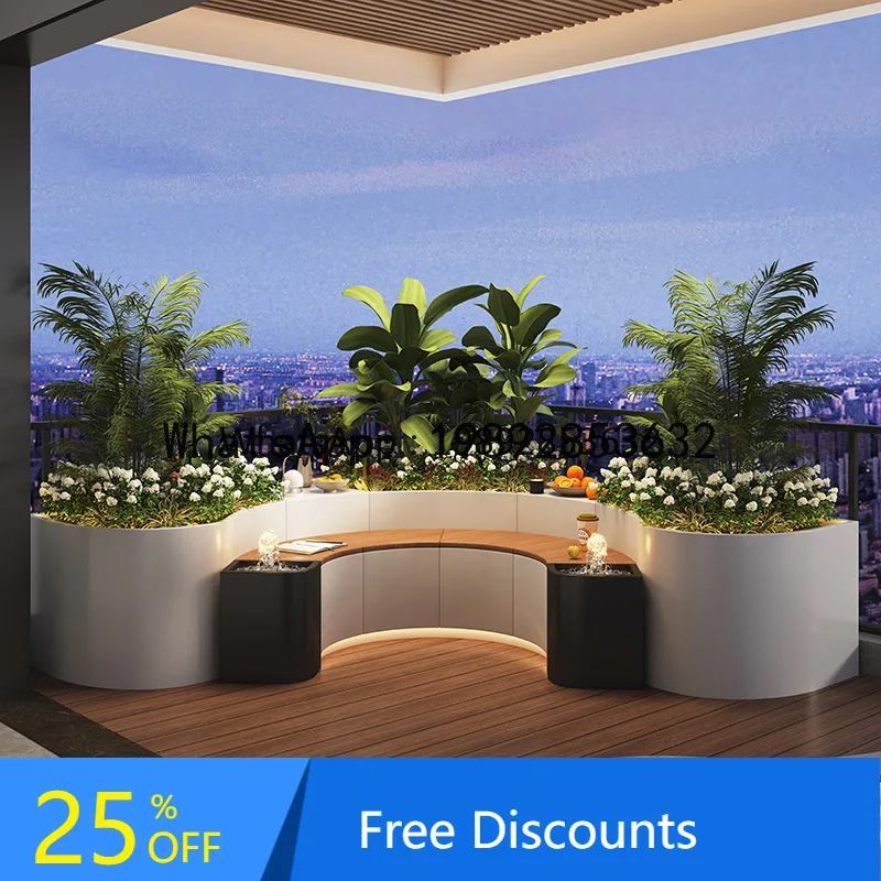 

LYY Indoor Balcony Landscaping Stainless Steel Flower Box with Stool Combination Corner Irregular Step Flower Bed Iron Art