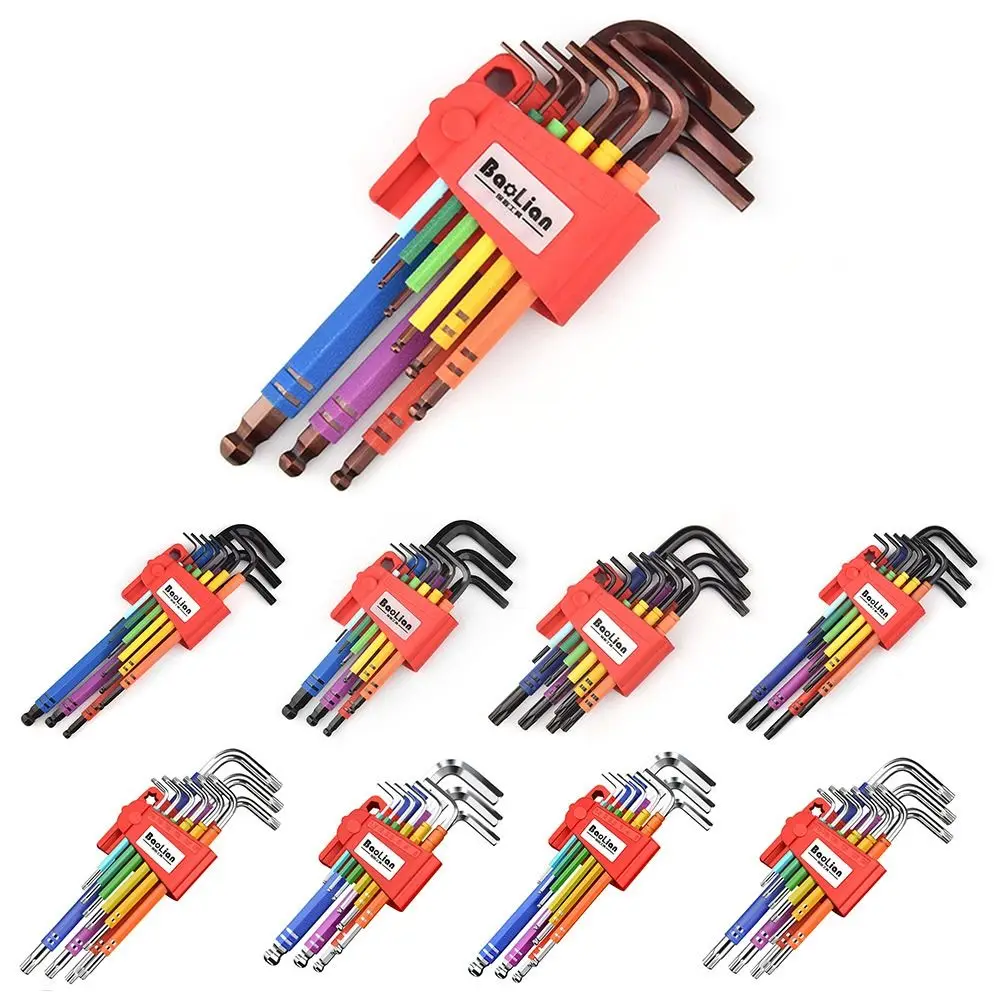 9PCS High Quality 1.5mm-10mm Allen Key Set Ball-End L-shaped Hexagon Spanner Hand Tools Color Bicycle Repair Tool