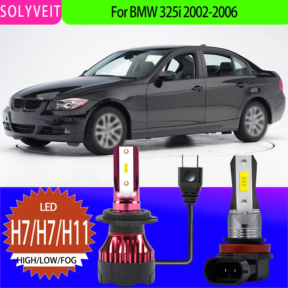 

LED Headlight high low Beam Foglight Kit High Brightness 6000k Auto Replacement Bulbs For BMW 325i 2002 2003 2004 2005 2006