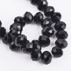 Rondelle Faceted Czech Crystal Glass Black Solid Color 3mm 4mm 6mm 8/10/12/14/16/18mm Loose Spacer Beads for Jewelry Making DIY