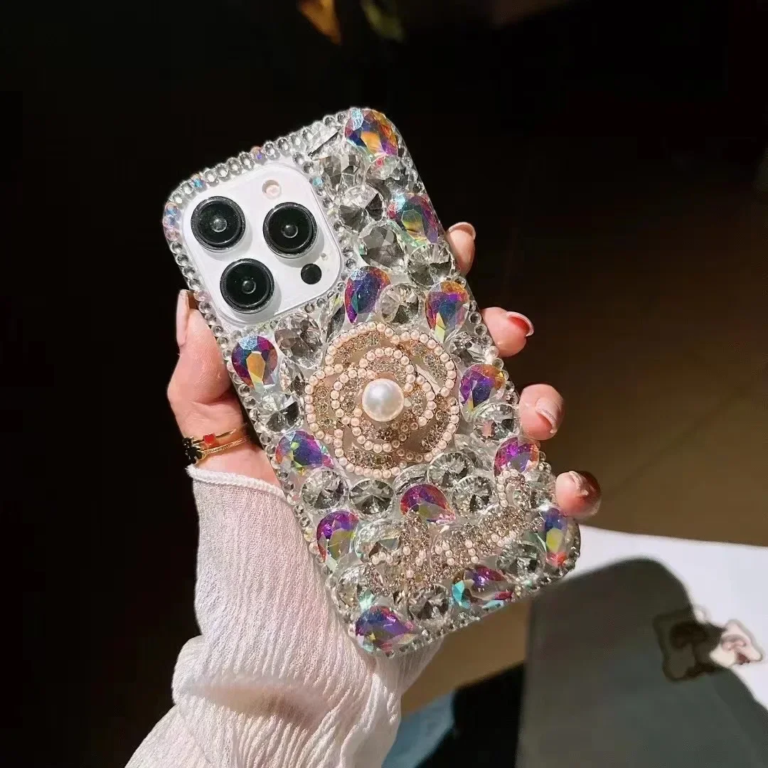 

Luxury Flash Diamond Flower Full Rhinestone Case for Xiaomi, Redmi 9A, 9C, Note8, 9Pro, Note10S, Note11 Pro, 12Pro