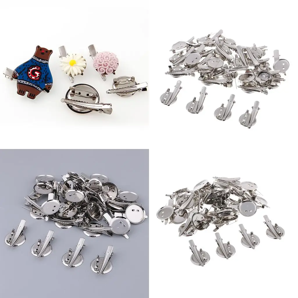 60x Cabochon Base Tray Setting Hair Clip DIY Jewelry Making Finding