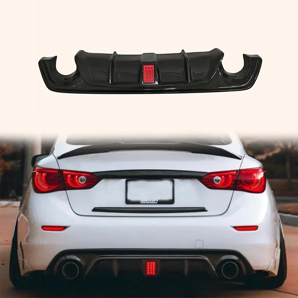 

Car Parts Kits Carbon Fiber Rear Lip For Infiniti Q50 2014-17 KZ Style Rear Bumper Diffuser Lip W/Light