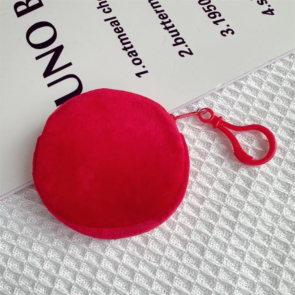 Soft Solid Color Coin Purse Round Shape Cute ID Card Bag Minimalist Style Keychain Wallet Commute