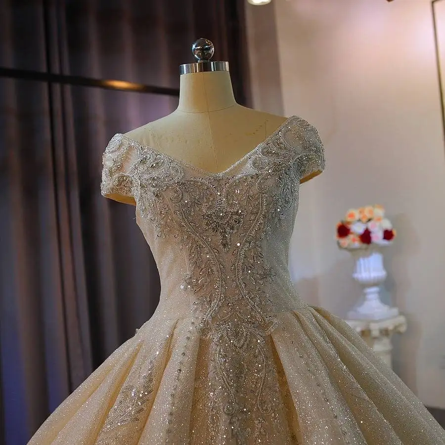 Precioso vestido de princesa, vestido de novia con lentejuelas, novedad de 2024