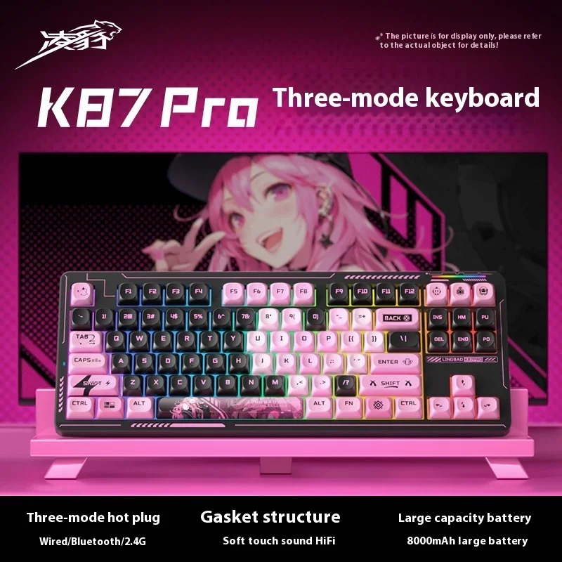 Aula×Lingbao K98 Mechanical Keyboard Tri Mode Hot Swap Gasket Wireless Keyboard 8000mah For Pc Accessory Customize Game Keyboard