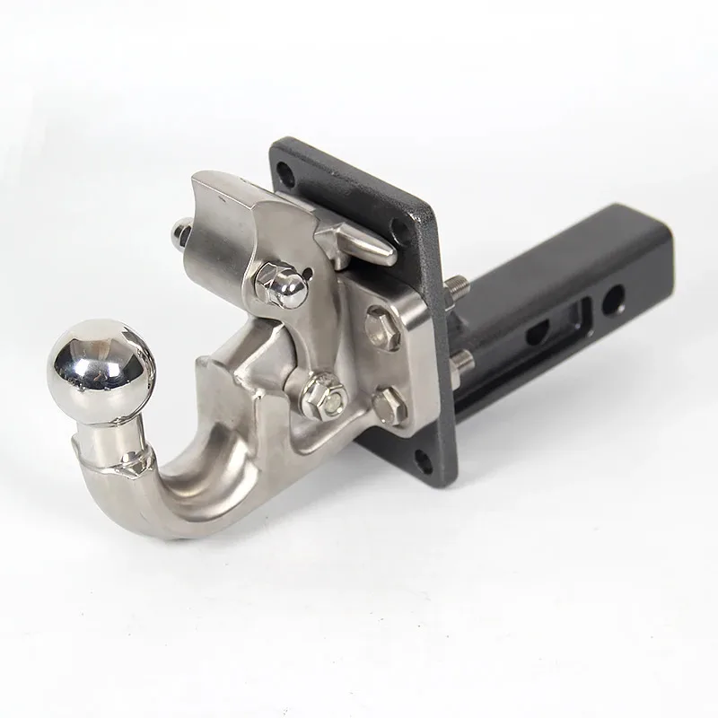 Stainless Steel Tow Hook and Heavy Duty Steel Adjust Trailer Hitch 50x50mm Connector Kit Off-road Refit Parts Car Accessor