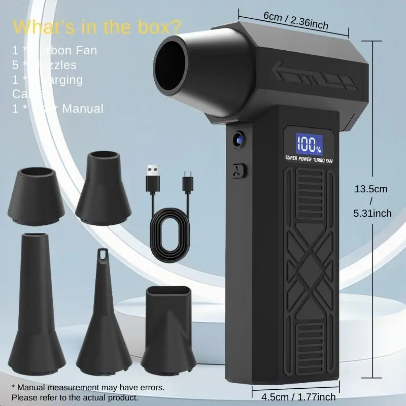 Souffleur/aspirateur sans fil portable, turbo 4 vitesses (40-130K tr/min), batterie longue durée pour le dépoussiérage des appareils électroniques, des intérieurs de voiture, le nettoyage domestique