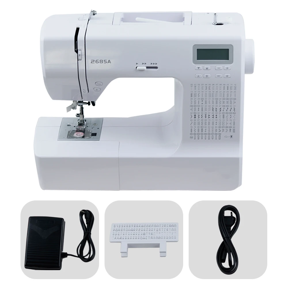 Electronic and electric multifunctional sewing machine, silent, thick buttonhole embroidery and locking edge with 200 stitches