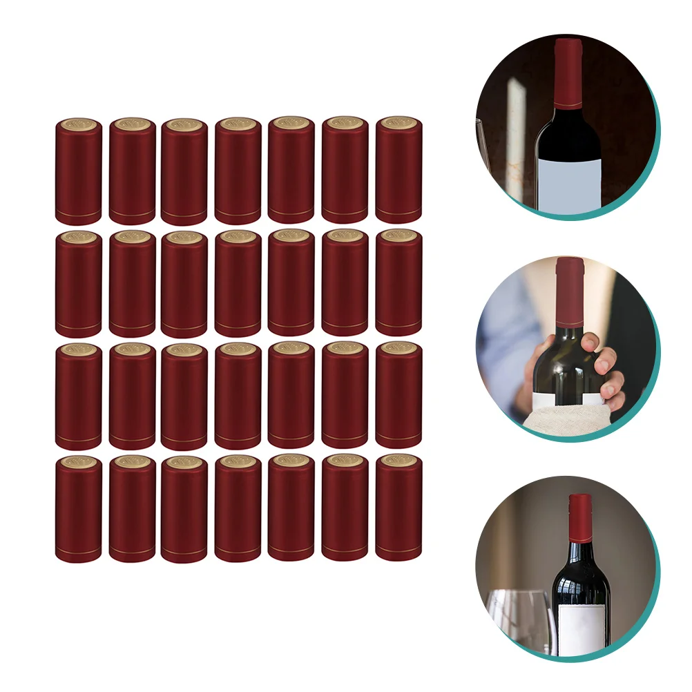 

100 Pcs Red Sealing Film Bottle Protector Shrink Wrap for Bottles Caps Capsule with Lids