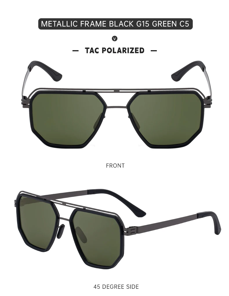 Übergroße quadratische Steampunk-Polarisierte Sonnenbrille für Herren – Luxusmarke 2026 mit Doppelsteg und Polygon-Design – Punk-Sonnenbrille für Männer – Detail 23
