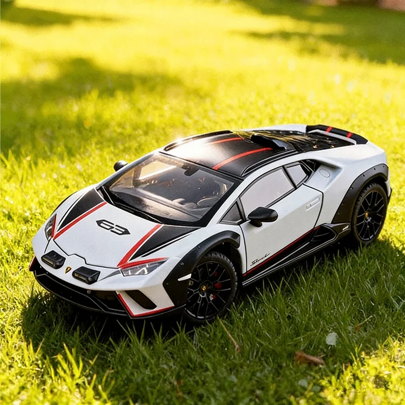 

1:24 Lamborghini Huracan Sterrato, модель спортивного автомобиля из сплава, литая под давлением металлическая гусеничная гоночная машина, модель автомобиля, звуковой свет, детская игрушка в подарок