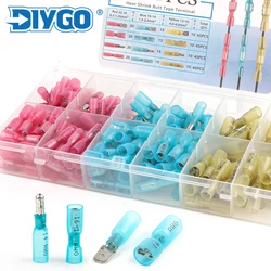 Insulation Spade/Bullet Splice Crimp Terminals Kit Outdoor Waterproof Heat Shrink Female & Male Butt Terminal Wire Connectors
