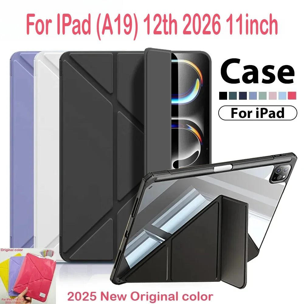 

Новый цветной кожаный чехол-подставка Y-образной формы для iPad (A19) 12-го, 11-го, A16, 10-го поколений, 11 дюймов, 10.9 дюймов, с прозрачной акриловой крышкой HD