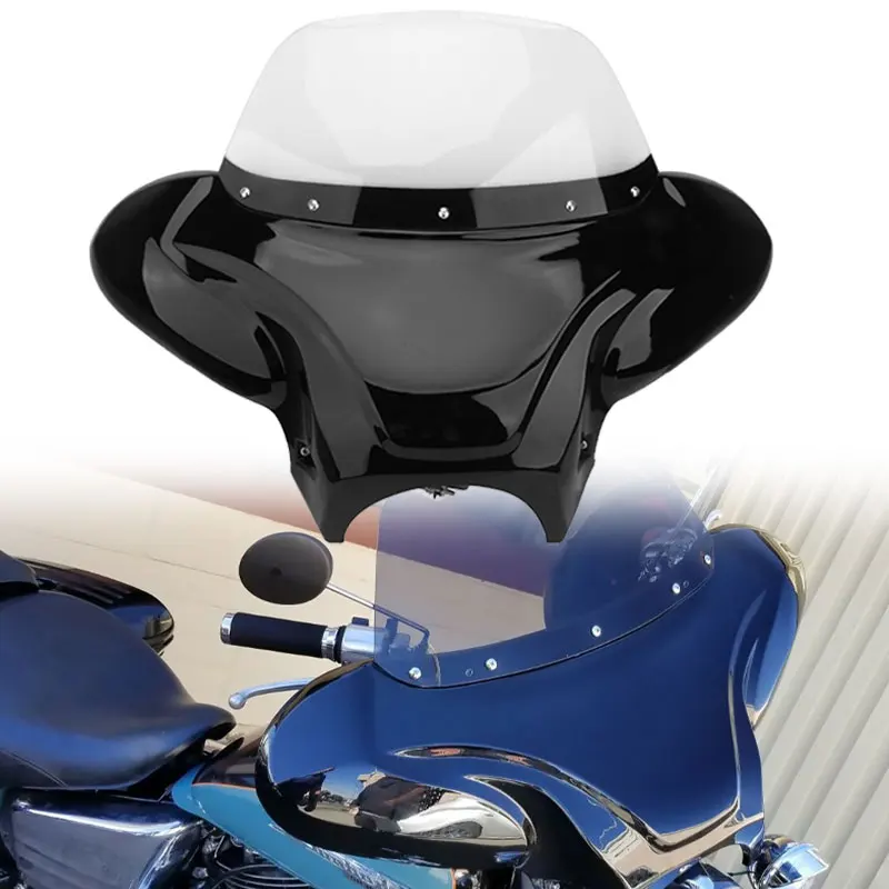 

ABS Motorcycle Batwing Front Fairing Headlight Clear Windshield W/ Mount Bracket Kit For Harley Yamaha Honda Suzuki Kawasaki