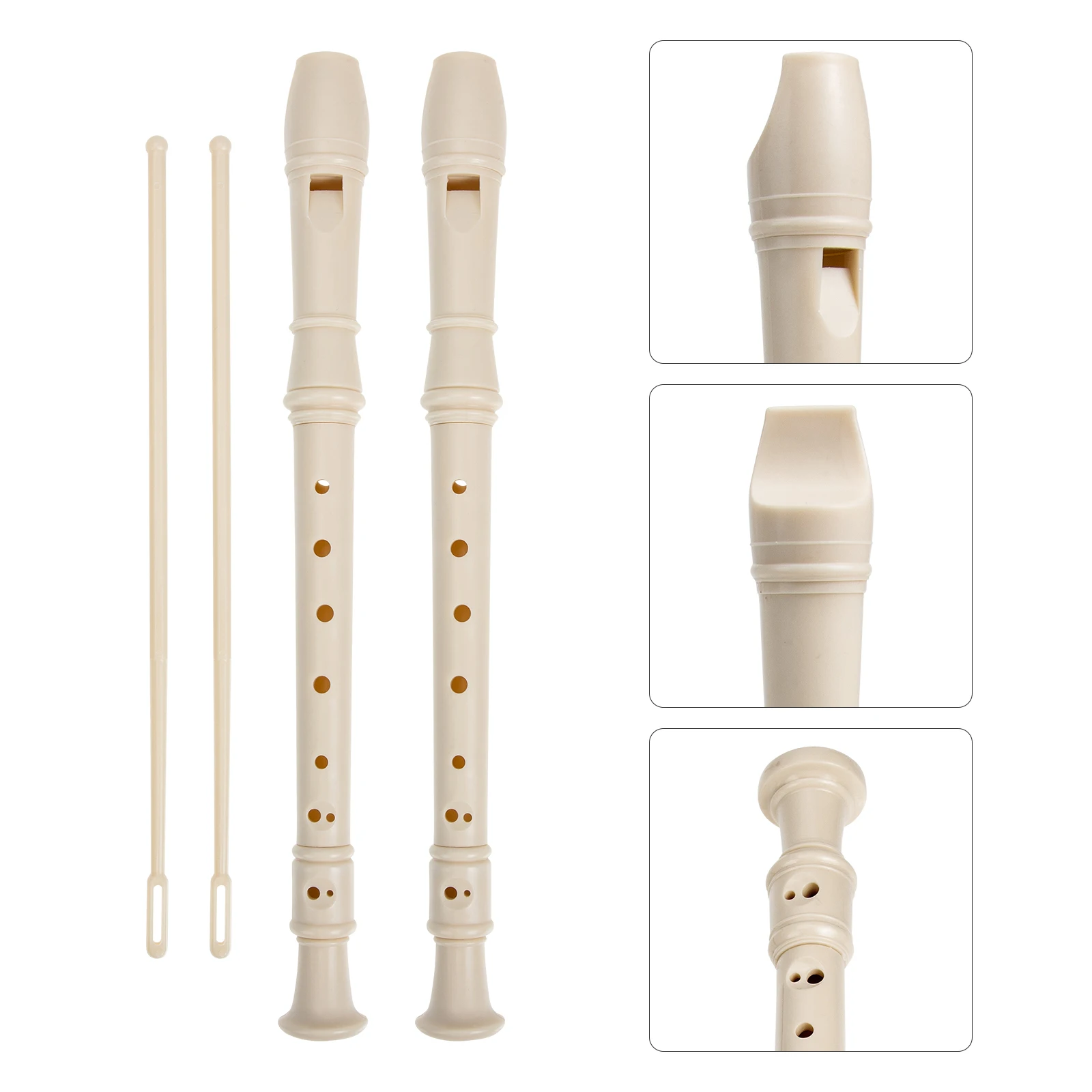 

2 Sets Clarinet 8-hole Practice Wind Instrument Recorder Resin Beginner Beige Holes Professional