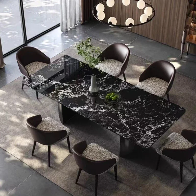 

Italian Design High-end Villa Dining Table Method Black Restaurant Dining Table Originality Home Furniture Mesa De Jantar FYDT