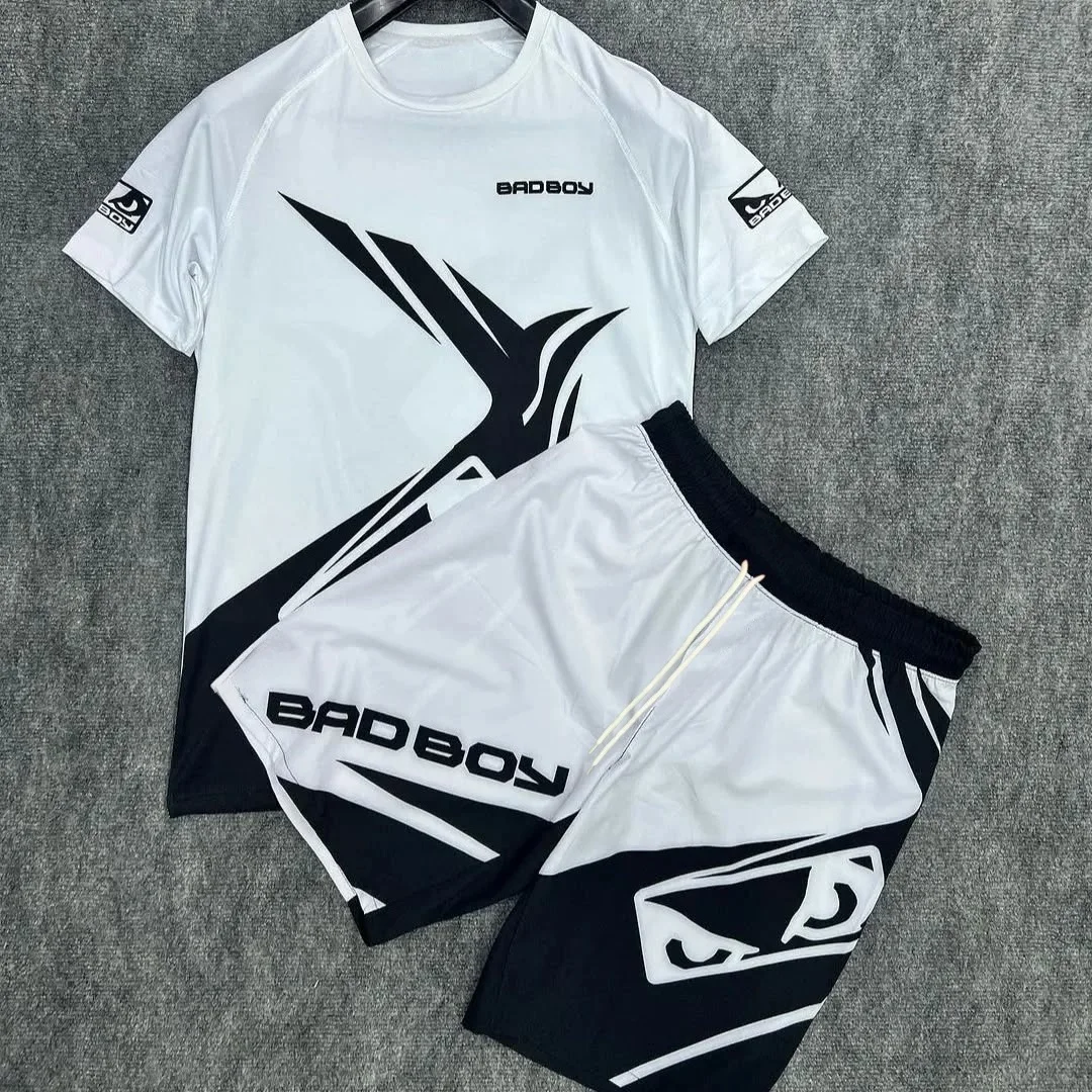 

Летняя футболка и шорты для боевых соревнований, дышащая футболка и шорты, мужской и женский повседневный боксерский топ с круглым вырезом и короткими рукавами