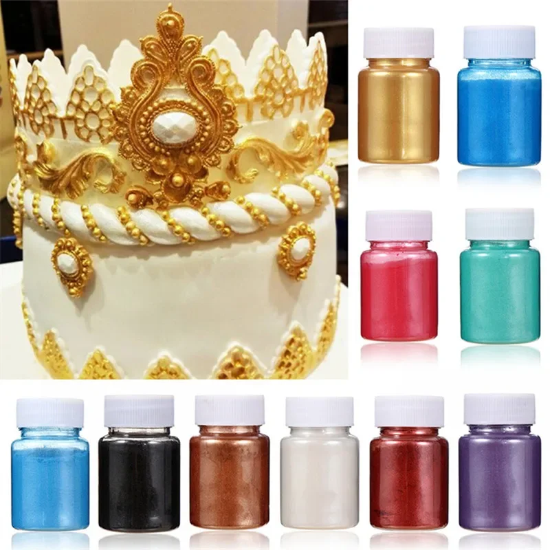 15g/Bottle Food-Grade Dye Glitter Powder Colored Mousse Cake Macaron Confectionery Pastry for Party Cake Decoration Baking Tools