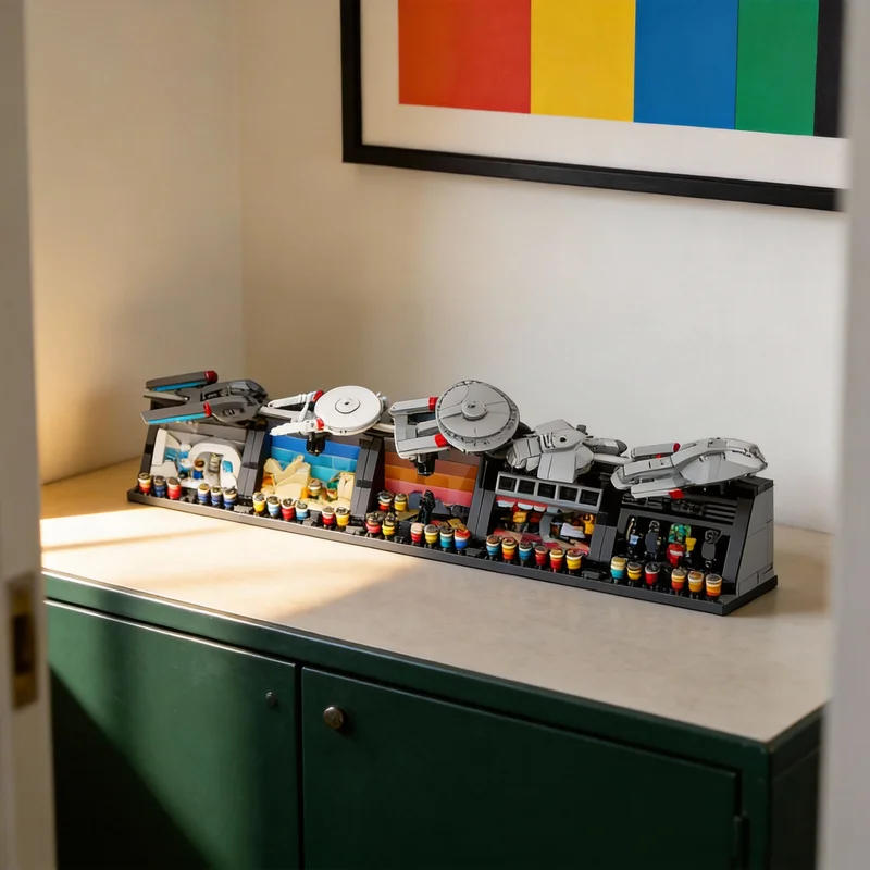 939pcs MOC Star Trek Starfleet Legends Five Classic Space Model Building Blocks Shelf Decor, Home Decor For Kids Christmas Gift