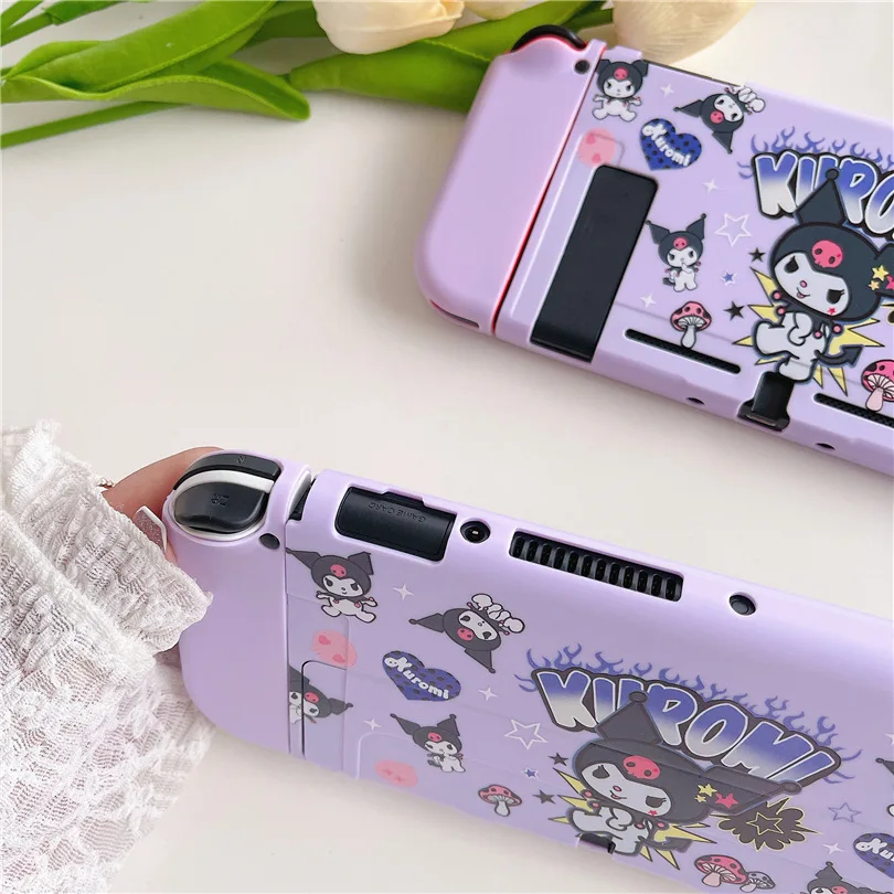 MINISO Sanrio Kuromi Charging Dock Station Cover Protective Shell for Nintendo Switch Oled NS Console Crystal Protector Skin