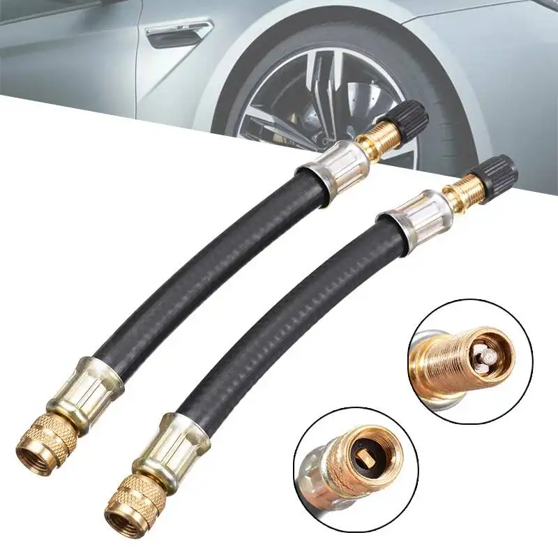 1pc Flexible Rubber Tyre Valve Extension 210mm Twin Wheel Lorry Van Bus Adapter Car Tire Valve Extender Bike Accessories