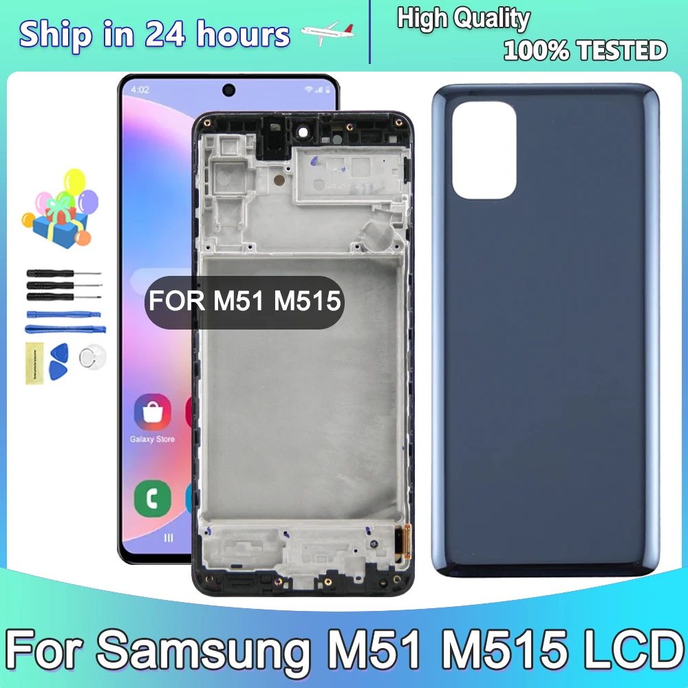 

NEW Tested M51 LCD For Samsung M51 M515 M515F M515F/DS LCD Display With Frame Touch Screen Digitizer Assembly