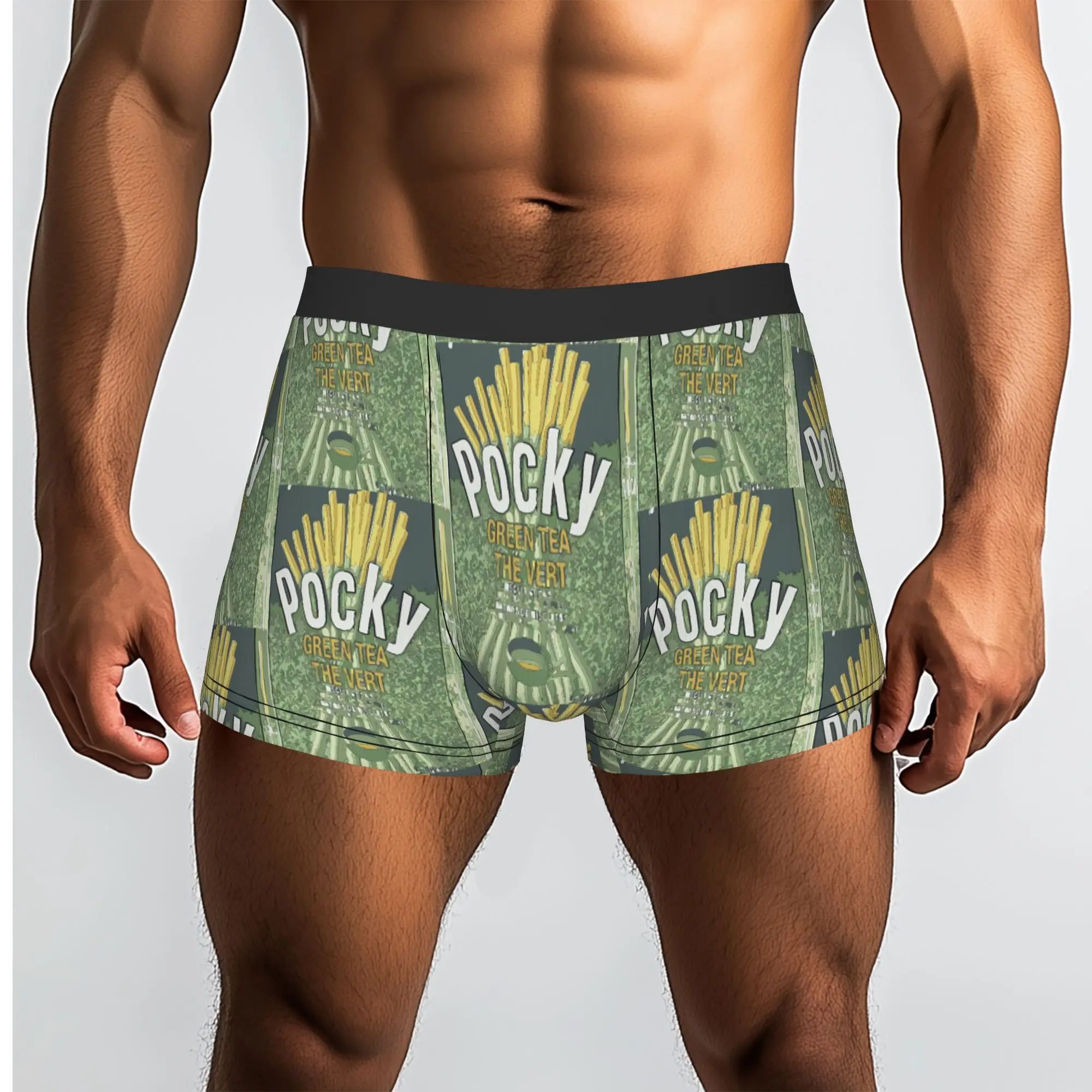 

Cute Green Tea Pocky Glico Snack Pocky Underpants Homme Panties Men's Underwear Ventilate Shorts Boxer Briefs