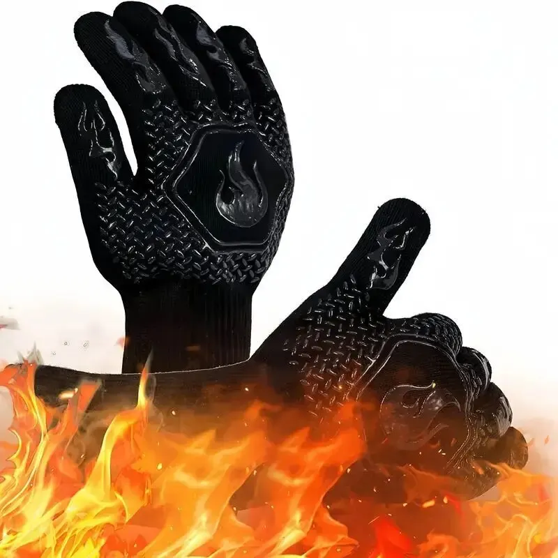 Guantes Protectores de alta temperatura, resistentes a altas temperaturas de 800 grados, de silicona, para barbacoa, horno microondas, 1 unidad